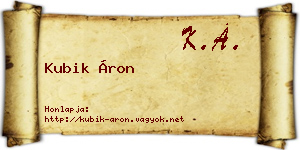 Kubik Áron névjegykártya